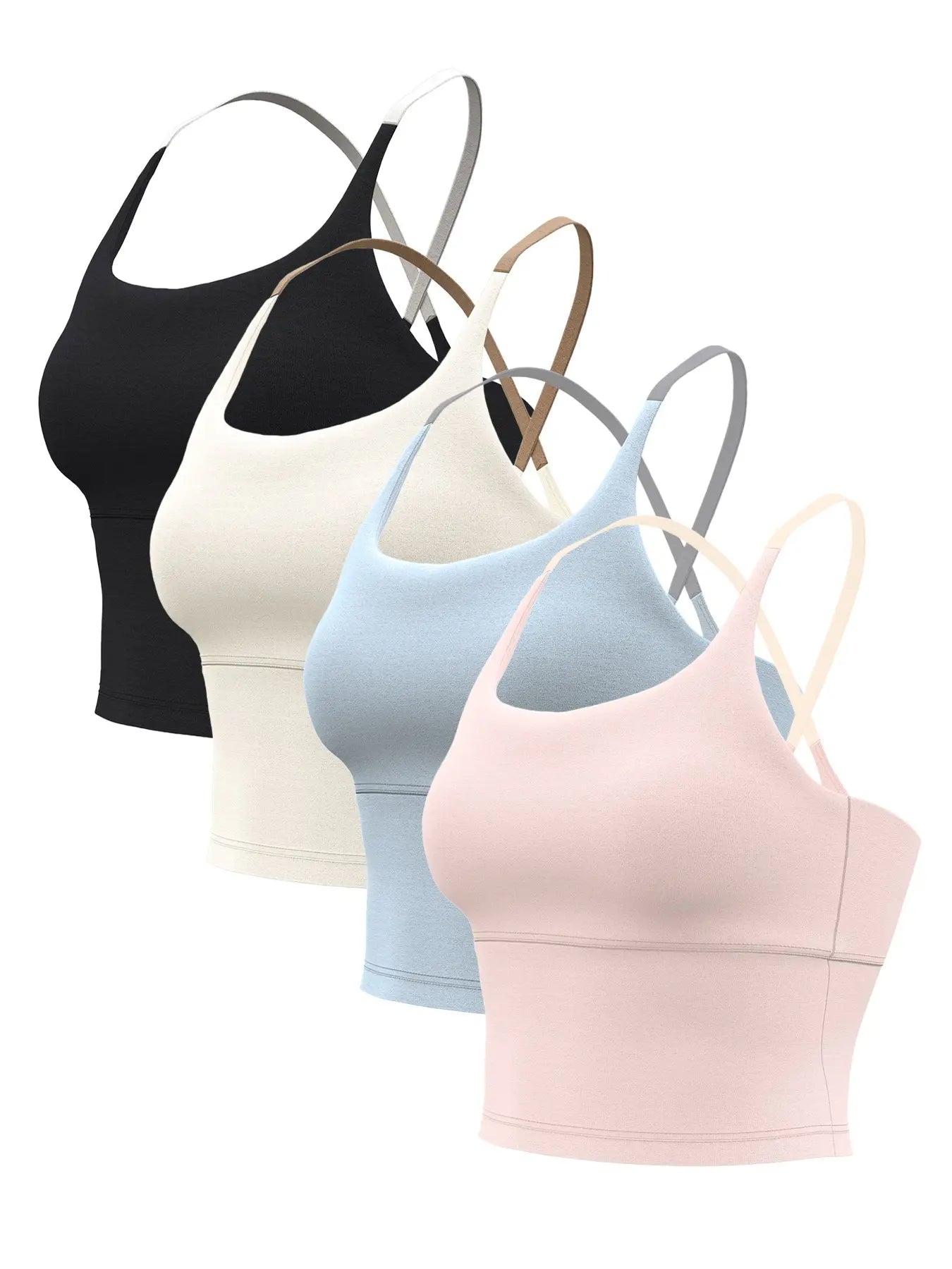 Sporty Women'S Plain Criss Cross Sports Bra, Comfort and Durability Sports Crop Cami Top, Ladies Sportswear for Indoor Outdoor Wear, Gym Clothes, Workout Bras