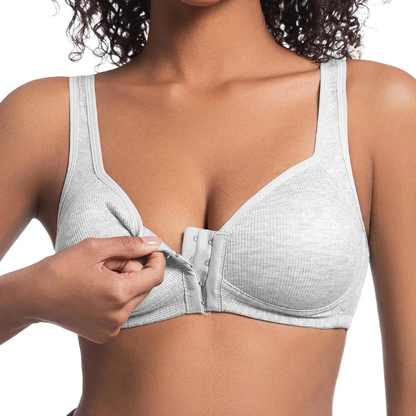 Esselegance Women'S Push-Up Bra (2/3/4PCS) - Adjustable Front Closure, Wire-Free Cross-Back, Seamless Side Support, Plain, Comfortable Breathable Underwear for Women, Cold Wash Suitable for Daily Spring-Summer Wear