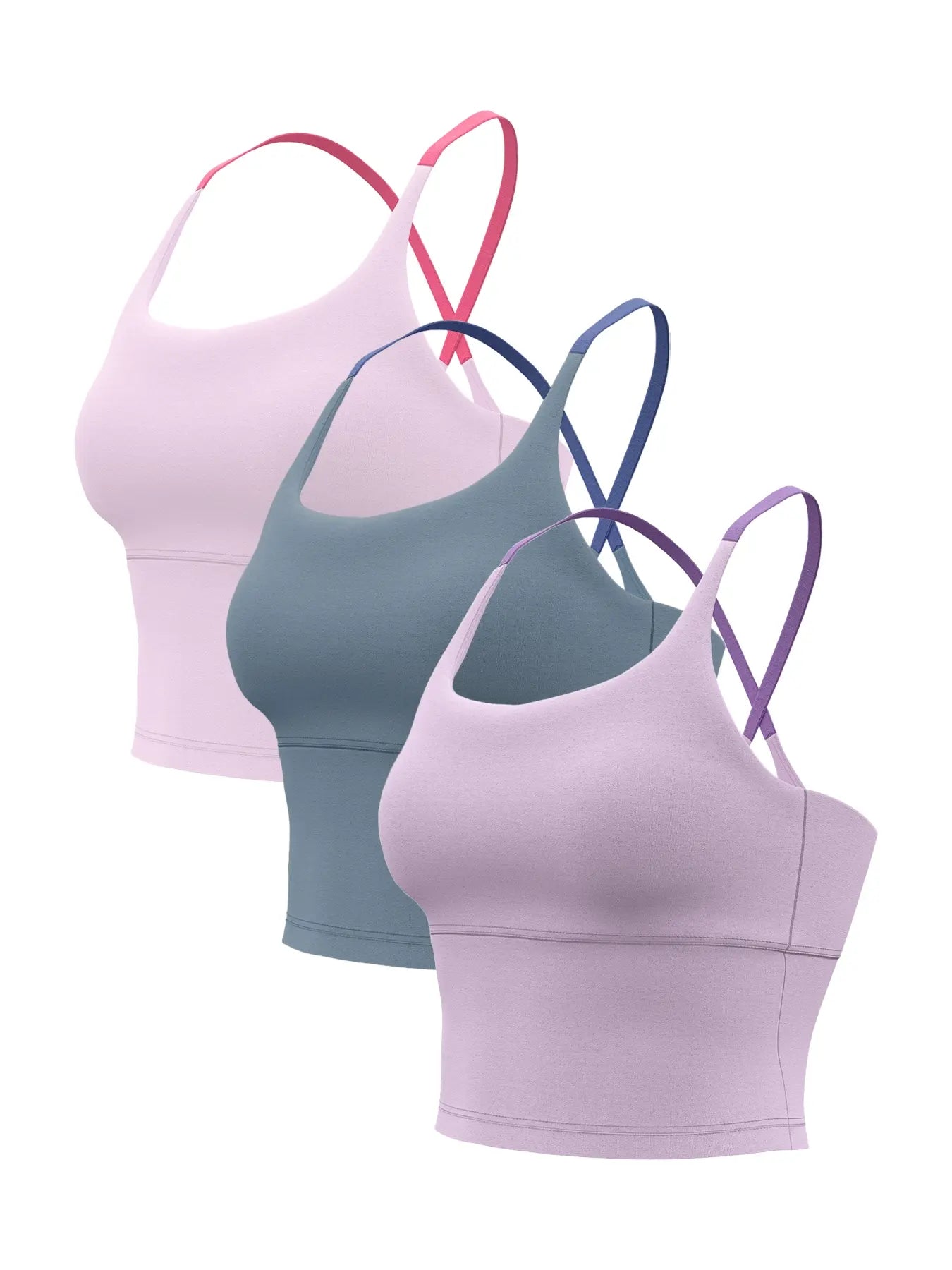 Sporty Women'S Plain Criss Cross Sports Bra, Comfort and Durability Sports Crop Cami Top, Ladies Sportswear for Indoor Outdoor Wear, Gym Clothes, Workout Bras