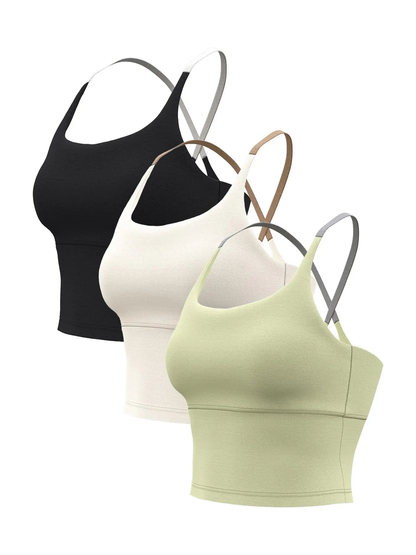 Sporty Women'S Plain Criss Cross Sports Bra, Comfort and Durability Sports Crop Cami Top, Ladies Sportswear for Indoor Outdoor Wear, Gym Clothes, Workout Bras