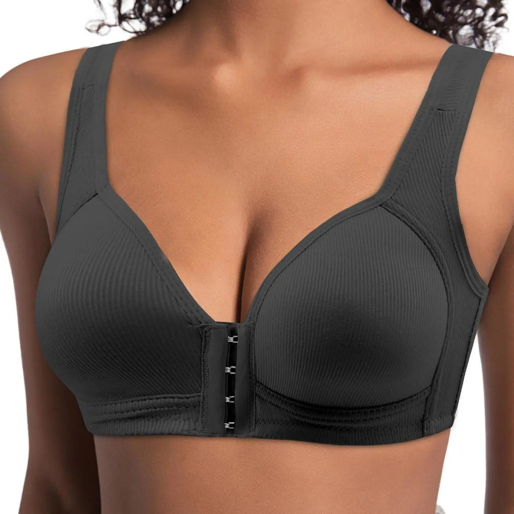 Esselegance Women'S Push-Up Bra (2/3/4PCS) - Adjustable Front Closure, Wire-Free Cross-Back, Seamless Side Support, Plain, Comfortable Breathable Underwear for Women, Cold Wash Suitable for Daily Spring-Summer Wear