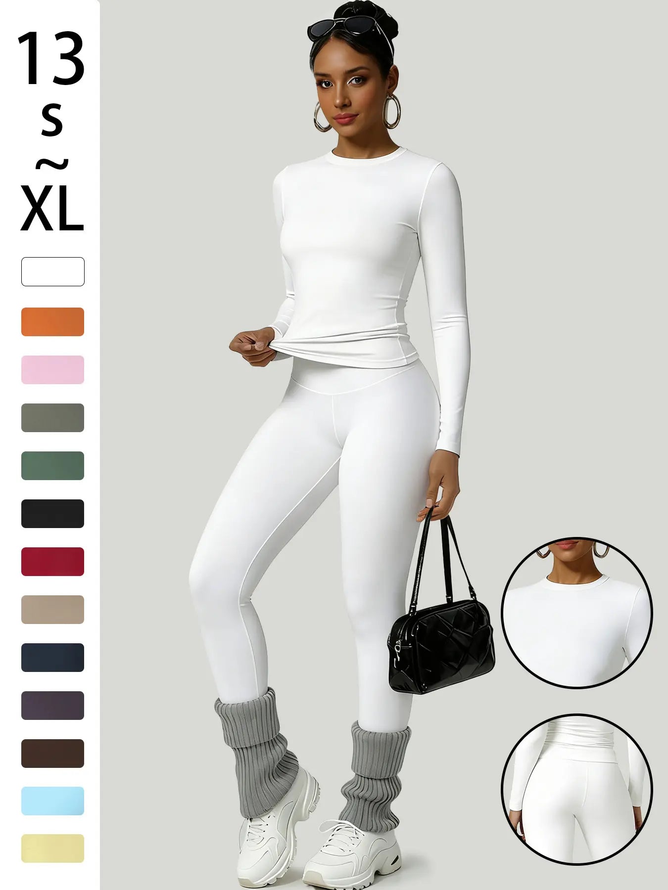 Women'S Two-Piece Set, Long Sleeve Top and Pants, Comfortable Solid round Neck T-Shirt & High Waist Slimming Leggings, Fall & Winter Casual Wear, Womenswear