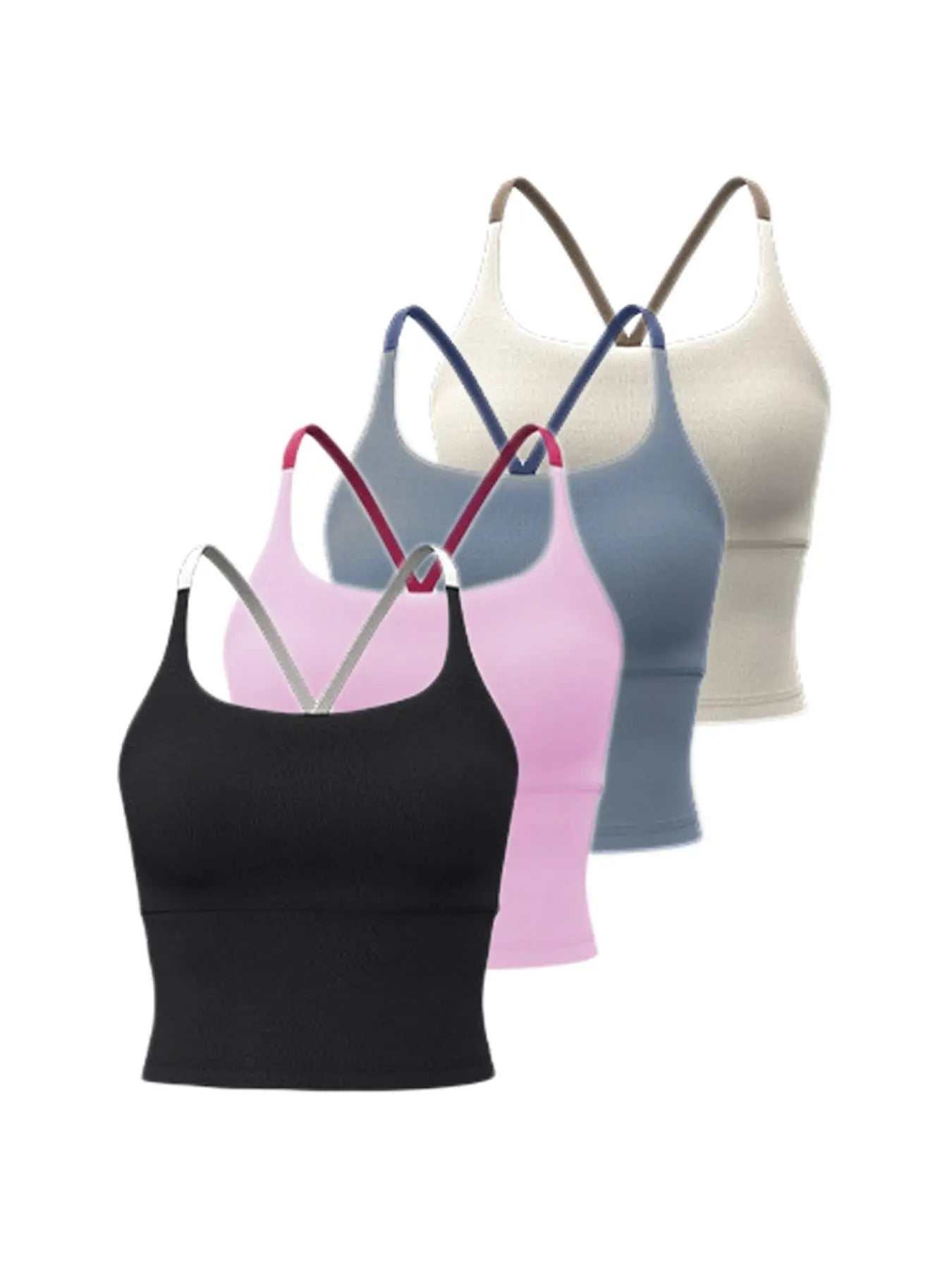 Sporty Women'S Plain Criss Cross Sports Bra, Comfort and Durability Sports Crop Cami Top, Ladies Sportswear for Indoor Outdoor Wear, Gym Clothes, Workout Bras