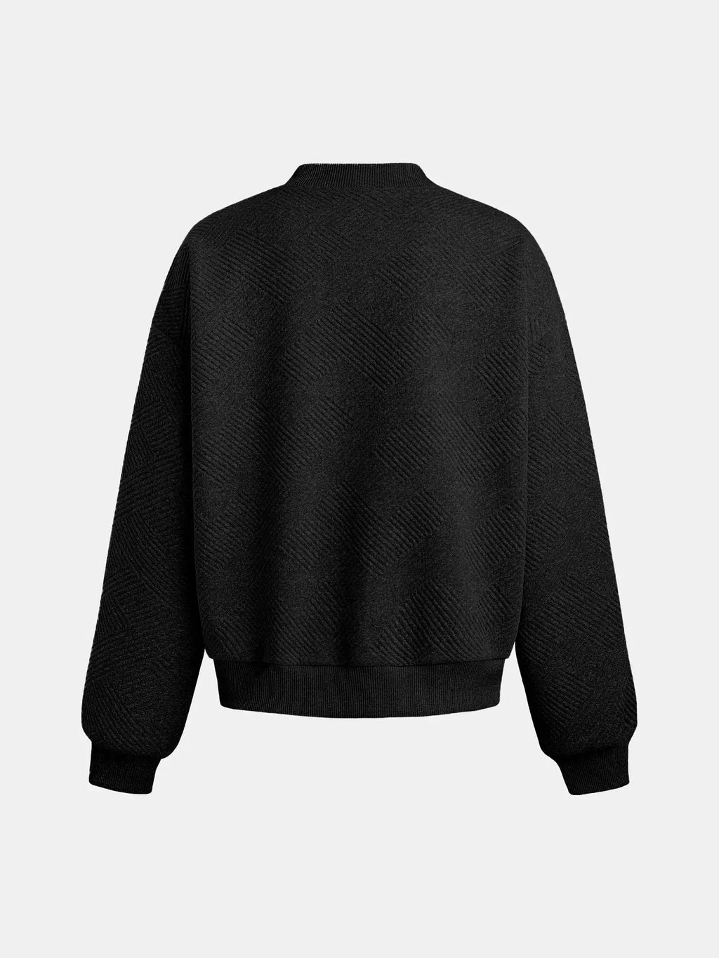 YOZY Textured Zip up Coat, Casual Solid Drop Shoulder Long Sleeve Mock Neck Outerwear, Women'S Daily Wear for Fall & Winter