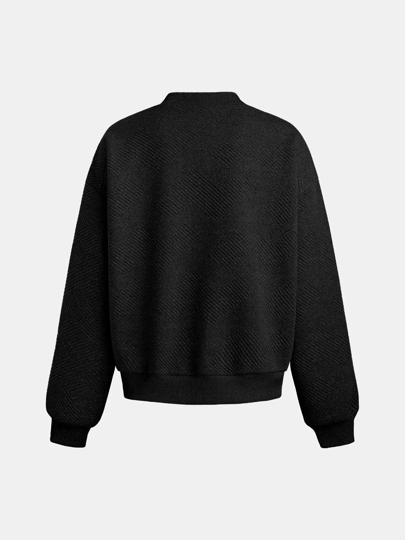 YOZY Textured Zip up Coat, Casual Solid Drop Shoulder Long Sleeve Mock Neck Outerwear, Women'S Daily Wear for Fall & Winter