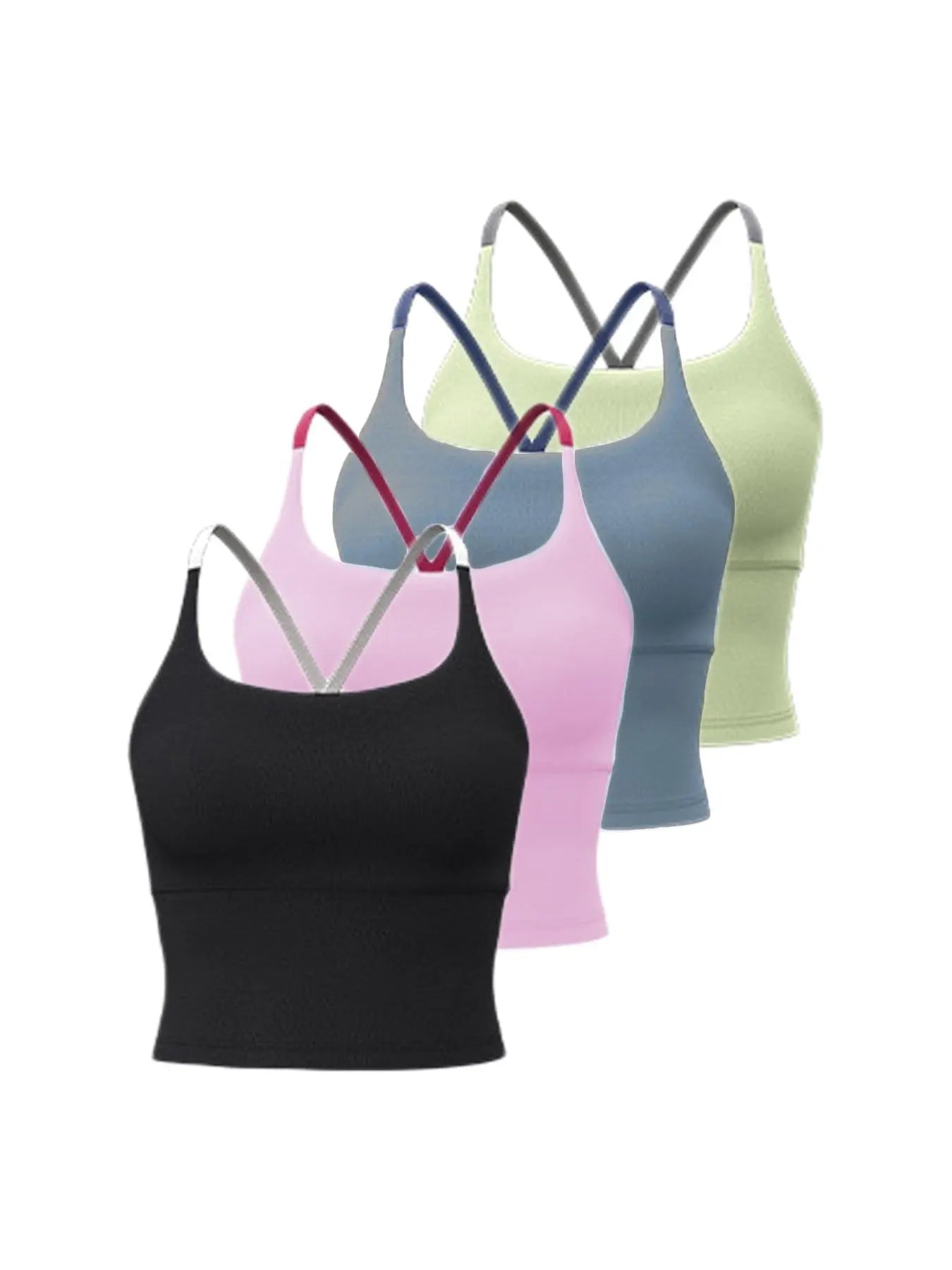 Sporty Women'S Plain Criss Cross Sports Bra, Comfort and Durability Sports Crop Cami Top, Ladies Sportswear for Indoor Outdoor Wear, Gym Clothes, Workout Bras