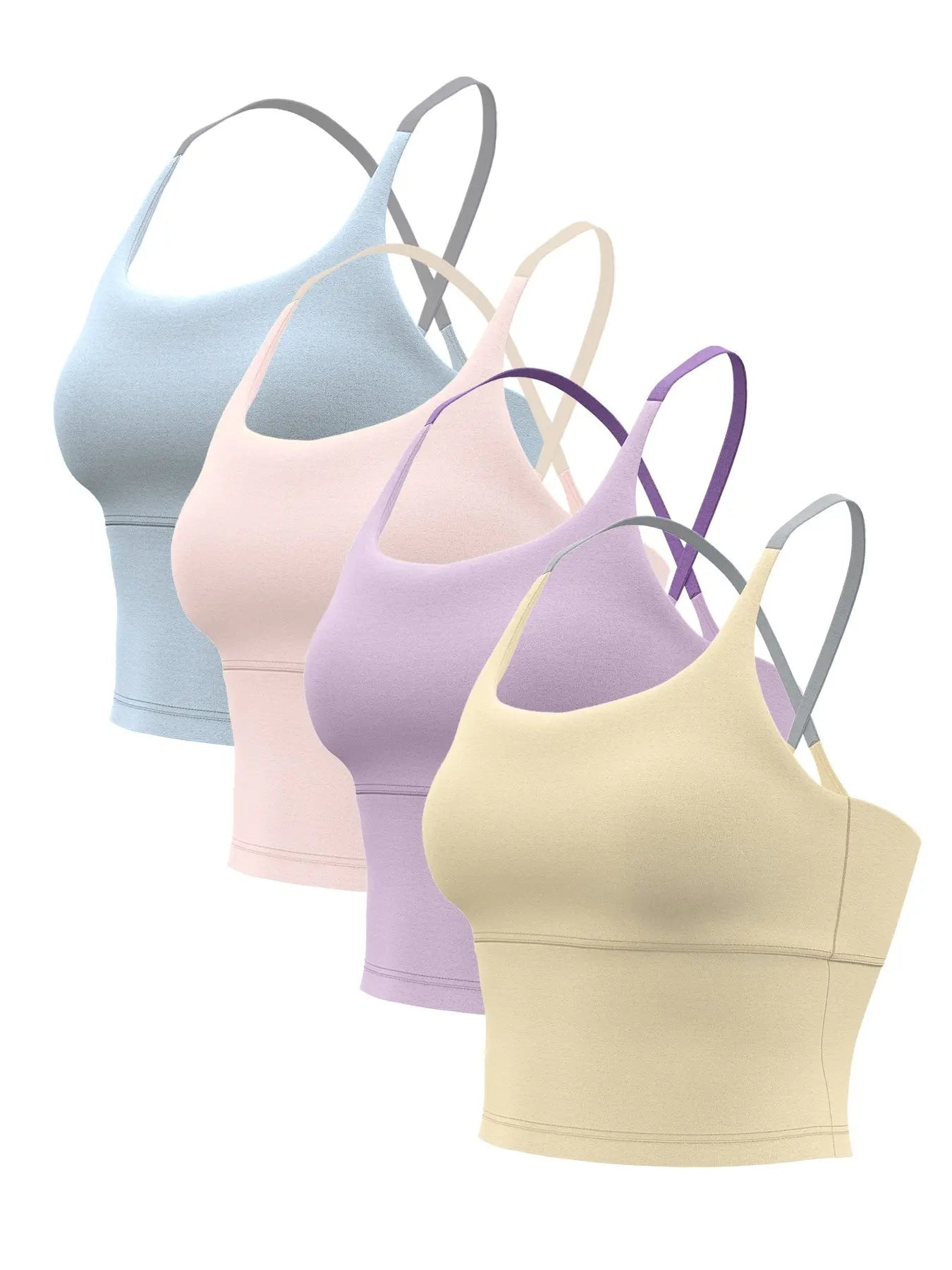 Sporty Women'S Plain Criss Cross Sports Bra, Comfort and Durability Sports Crop Cami Top, Ladies Sportswear for Indoor Outdoor Wear, Gym Clothes, Workout Bras