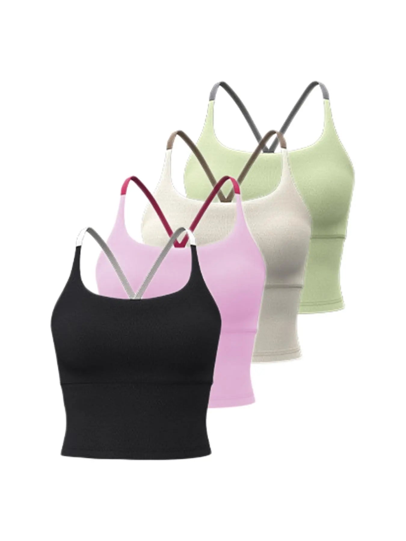 Sporty Women'S Plain Criss Cross Sports Bra, Comfort and Durability Sports Crop Cami Top, Ladies Sportswear for Indoor Outdoor Wear, Gym Clothes, Workout Bras